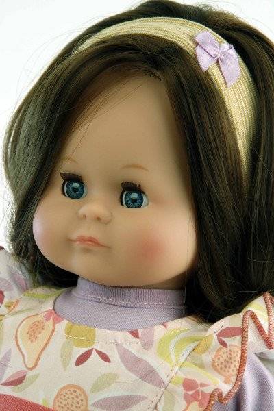 Schildkröt Manufaktur Puppe Schlummerle 37 cm braune Haare, blaue Schlafaugen, Kleidung Früchtchen Sonderangebot der Fabrik