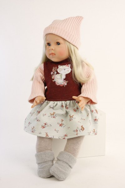 Schildkröt Manufaktur Puppe Elli 52 cm blonde Haare, blaue Schlafaugen, Kleidung winterlich Im Verkauf