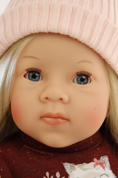 Schildkröt Manufaktur Puppe Elli 52 cm blonde Haare, blaue Schlafaugen, Kleidung winterlich Im Verkauf
