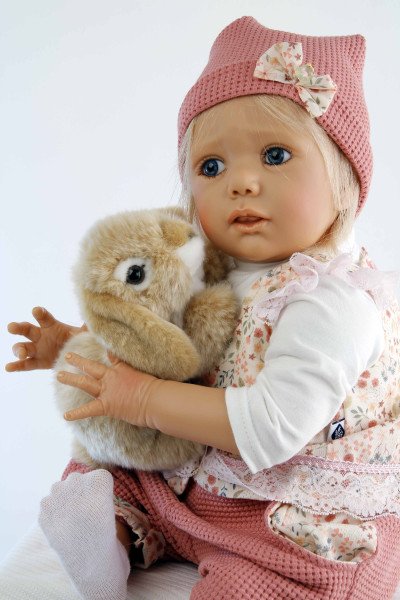 Schildkröt Manufaktur Baby Jolina 50 cm von Karola Wegerich blonde Haare, Kleidung apricot/weiss-Copy Verkauf