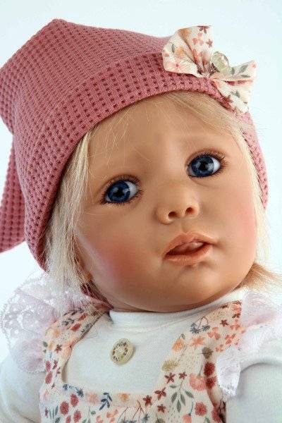 Schildkröt Manufaktur Baby Jolina 50 cm von Karola Wegerich blonde Haare, Kleidung apricot/weiss-Copy Verkauf