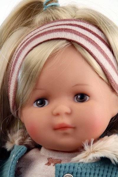 Schildkröt Manufaktur Puppe Strampelchen 37 blonde Haare, braune Malaugen, Winterkleidung rose/petrol Angebote