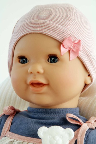 Schildkröt Manufaktur Schnullerbaby Lenchen 37 cm, Malhaar, blaue Schlafaugen, Kleidung blau/weiss/rose Muttertagsangebot