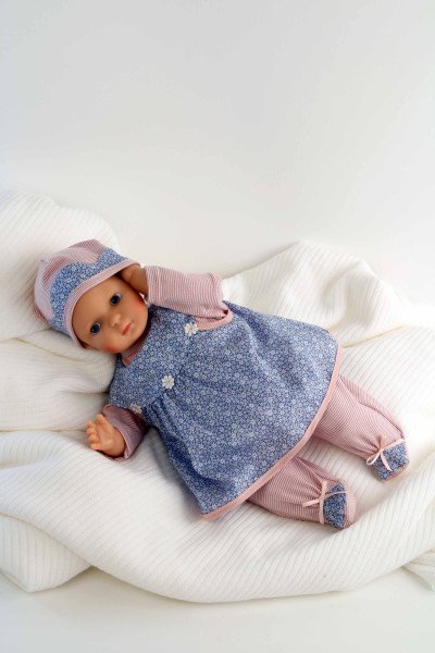 Schildkröt Manufaktur Puppe Schlenkerle 37 cm mit Malhaar und blauen Malaugen, Kleidung rose/blau Bis zu 50% Rabatt
