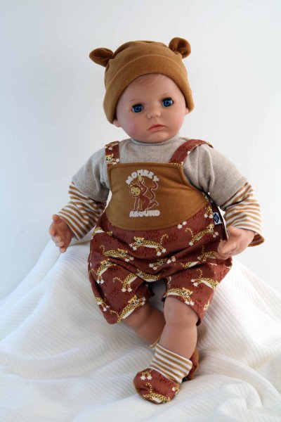 Schildkröt Manufaktur Puppe Peterle 52 cm mit Malhaar, blauen Schlafaugen, Kleidung Safari Angebote