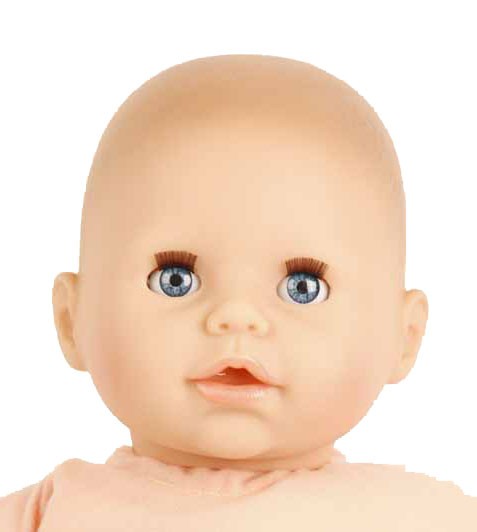 Schildkröt Manufaktur Baby Amy 45 cm mit Schnuller, Malhaar, blaue Schlafaugen, Kleidung rose mit Früchten Rabatt