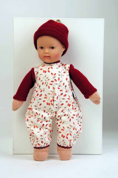 Schildkröt Manufaktur Puppe Schmuserle 30 cm Malhaar, braune Malaugen, Kleidung rot/weiss Flash Sale