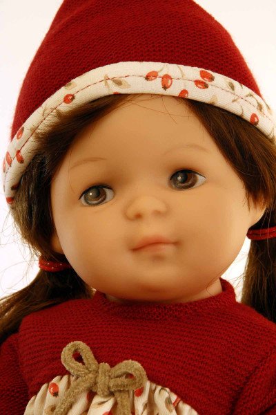 Schildkröt Manufaktur Puppe Strampelchen 37 braune Haare, braune Malaugen, Kleidung weiß/rot/beige Online Shopping