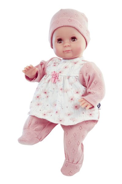 Schildkröt Manufaktur Kleidung zu Puppe Schlummerle 32 cm, Strickoverall mit Kleid und Mütze rose/weiiss Weihnachtsangebot