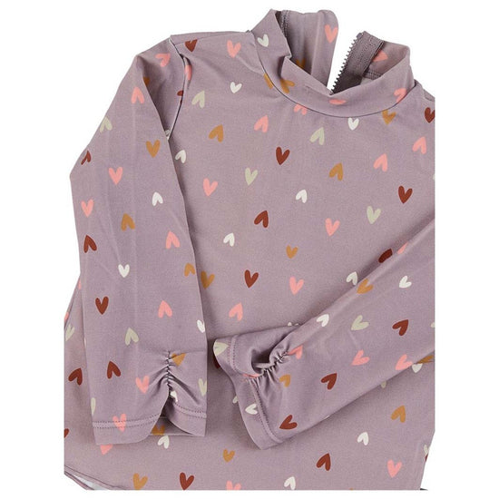 Sterntaler Langarm-Schwimmshirt in lila mit Herzchen Muster Fabrikpreis