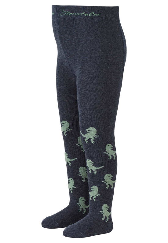 Sterntaler Strumpfhose T-Rex in Blau melange mit grauen Dinos Fabrikladen