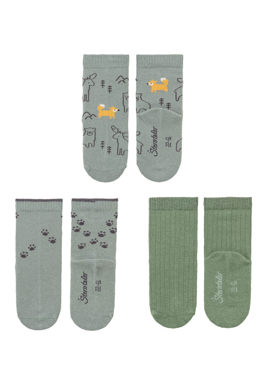Sterntaler Socken 3er Pack Waldtiere, Tatzen und Rippenmuster Black Friday Preise