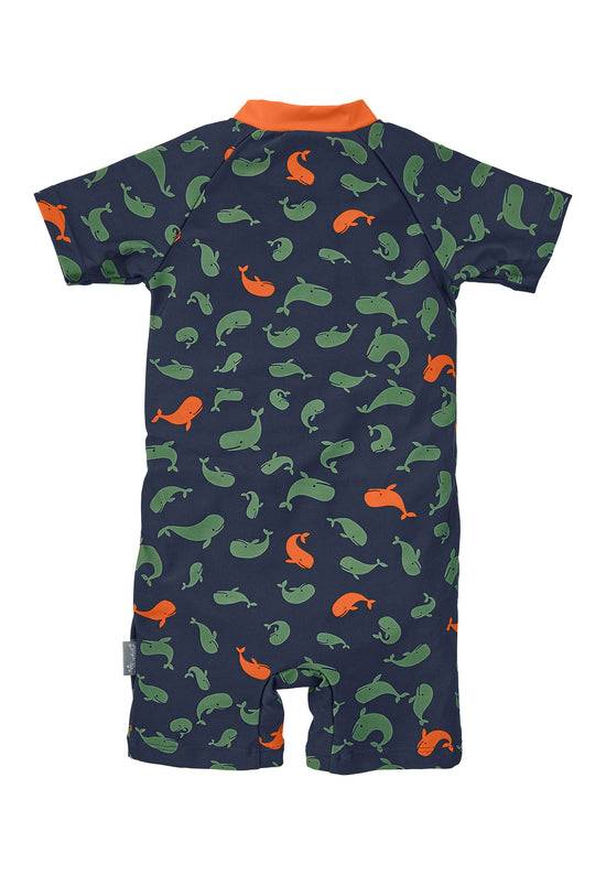 Sterntaler Schwimmanzug Jungen in Marine, Allover-Print Wale Letzter Tag