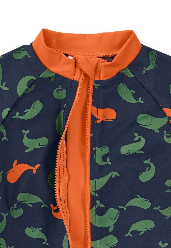 Sterntaler Schwimmanzug Jungen in Marine, Allover-Print Wale Letzter Tag