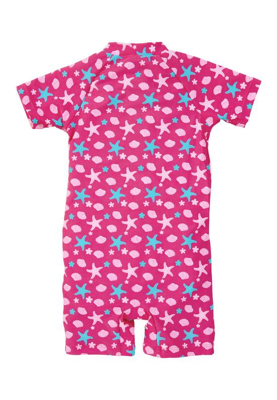 Sterntaler Schwimmanzug in Magenta mit Seesternen, UV 50+ Bis zu 50% Rabatt