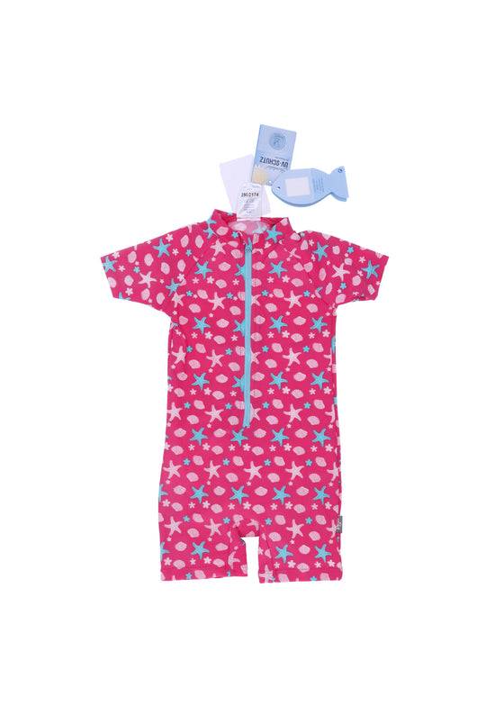 Sterntaler Schwimmanzug in Magenta mit Seesternen, UV 50+ Bis zu 50% Rabatt