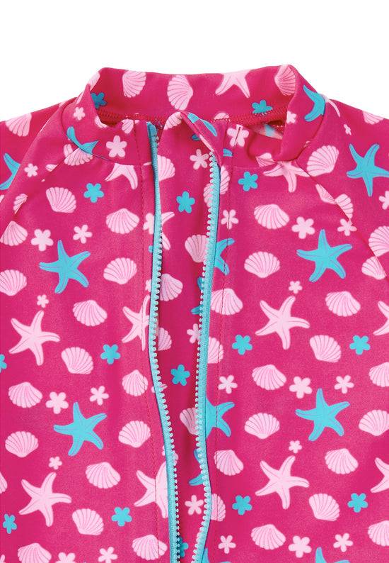 Sterntaler Schwimmanzug in Magenta mit Seesternen, UV 50+ Bis zu 50% Rabatt