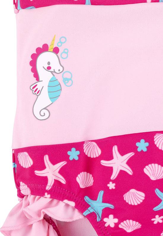 Sterntaler Badeanzug mit Rüschen in Magenta, UV-Schutz 50+ Vierteljährliche Förderung