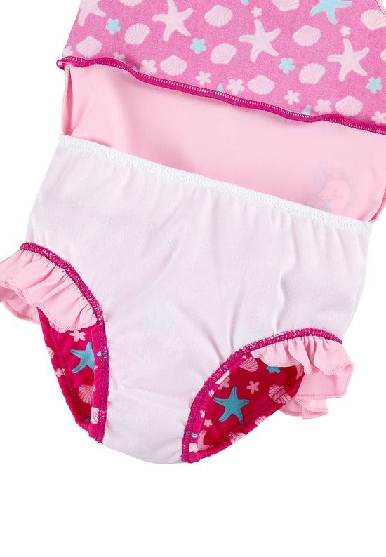 Sterntaler Badeanzug mit Rüschen in Magenta, UV-Schutz 50+ Vierteljährliche Förderung