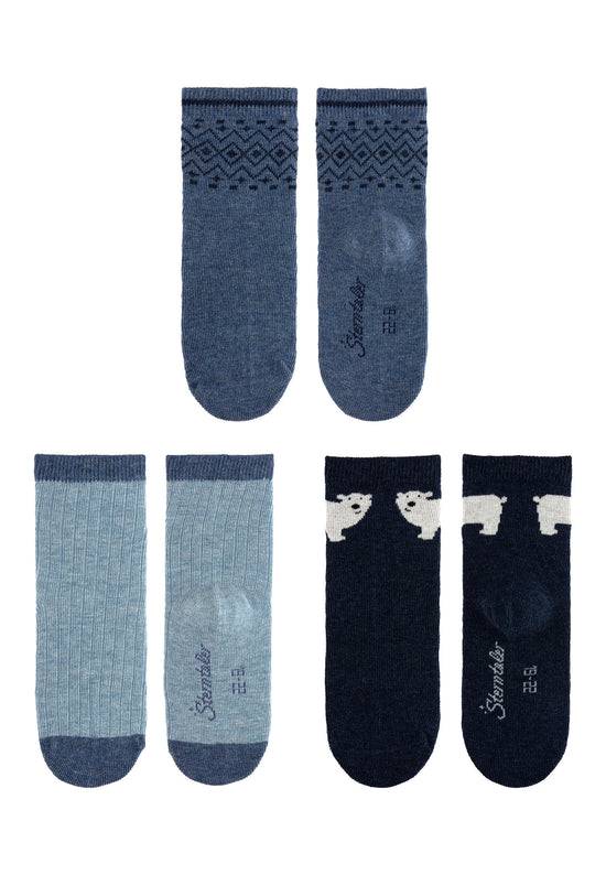 Sterntaler Socken 3er Pack Norweger-, Rippenmuster und Eisbär Kostenloser Versand international