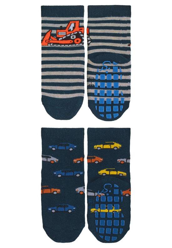 Sterntaler ABS-Socken 2er-Pack Bagger und Autos in Marine Fabrik Onlineshop