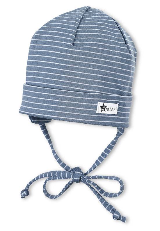 Sterntaler OCS Beanie aus Ringeljersey in Samtblau und Rosa