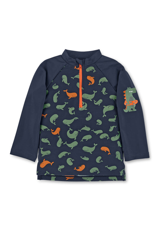 Sterntaler Langarm-Schwimmshirt in Marine mit Motiv Wale