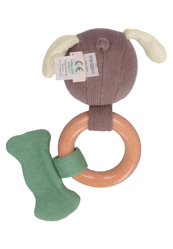 Sterntaler GOTS Baby Strick Spielfigur Hund m. Holz Greifring Tiefpreis