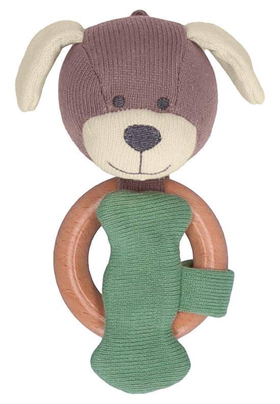 Sterntaler GOTS Baby Strick Spielfigur Hund m. Holz Greifring Tiefpreis