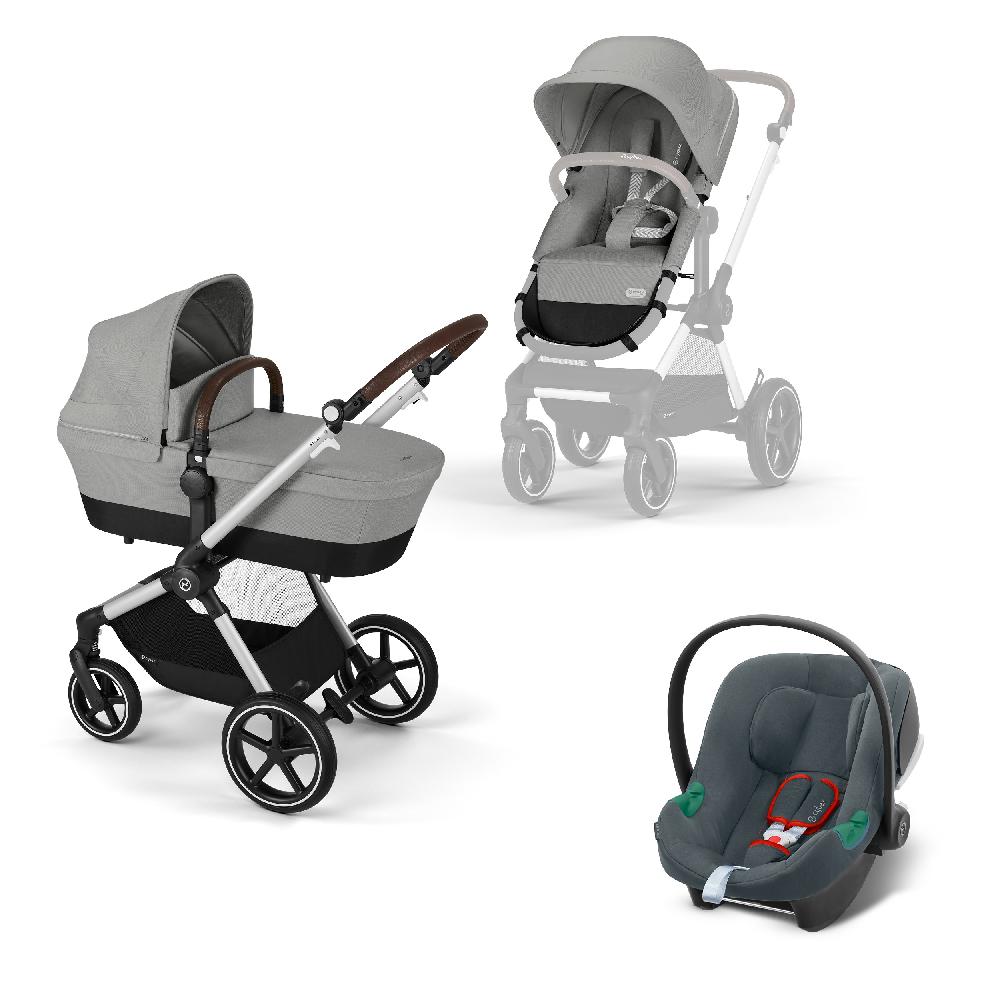 babymarkt 3 in 1 Reisesystem Kombikinderwagen Eos Lux inklusive Babyschale Aton B2 Stone Grey