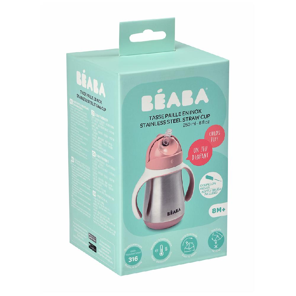 babymarkt Edelstahl Strohhalmbecher 250 ml in altrosa ab dem 8. Monat Letzter Tag