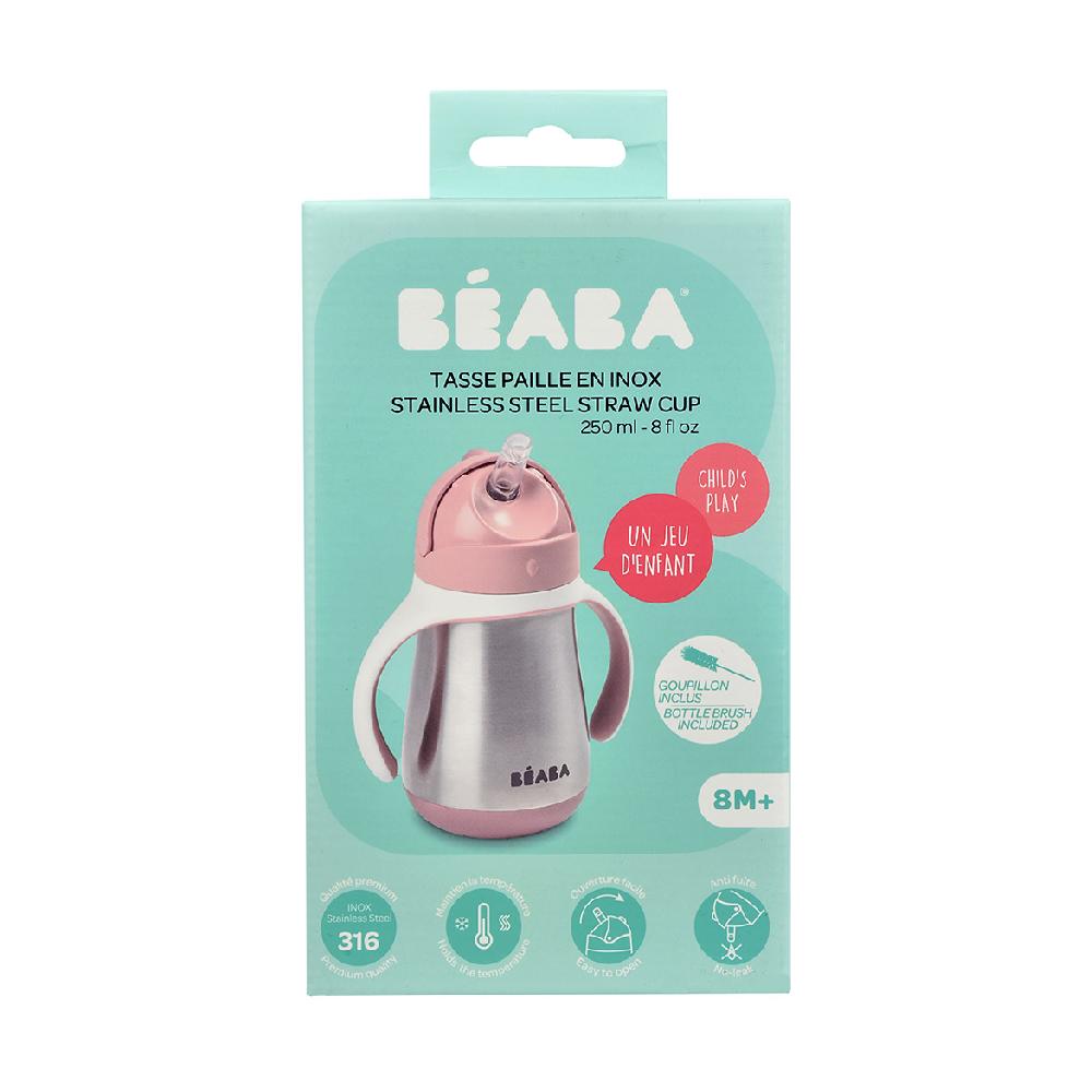 babymarkt Edelstahl Strohhalmbecher 250 ml in altrosa ab dem 8. Monat Letzter Tag