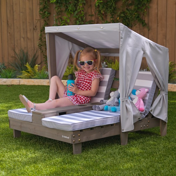 babymarkt Doppelte Kinder Sonnenliege mit Getränkehaltern Kostenloser Versand international