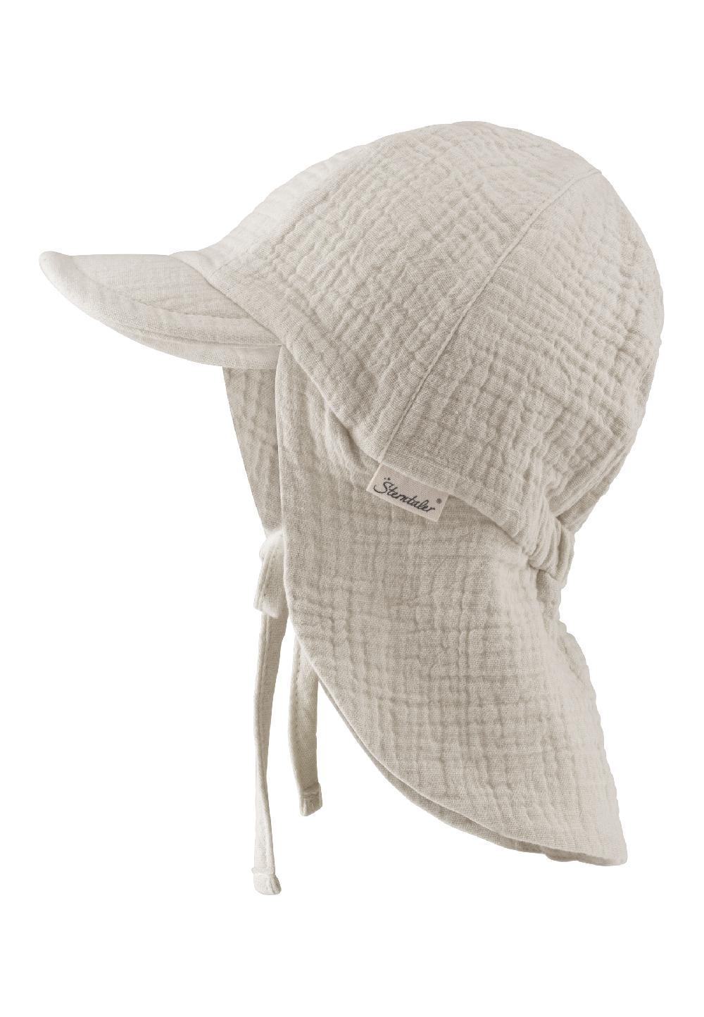 babymarkt Schirmmütze mit Nackenschutz Musselin lichtgrau Sonderangebot