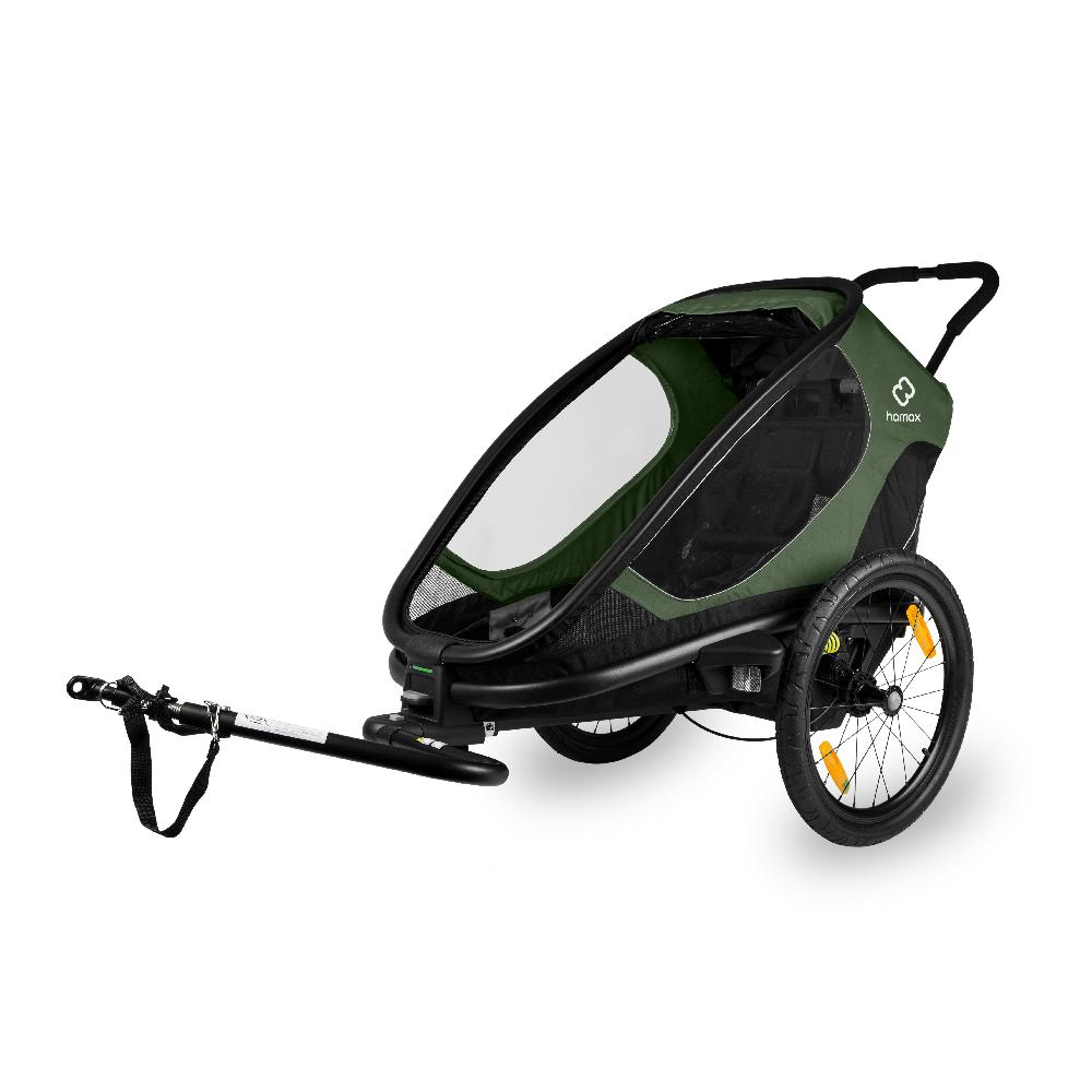 babymarkt Kinderfahrradanhänger Outback ONE mit Rückenlehnenverstellung Green/Black Räumungsverkauf