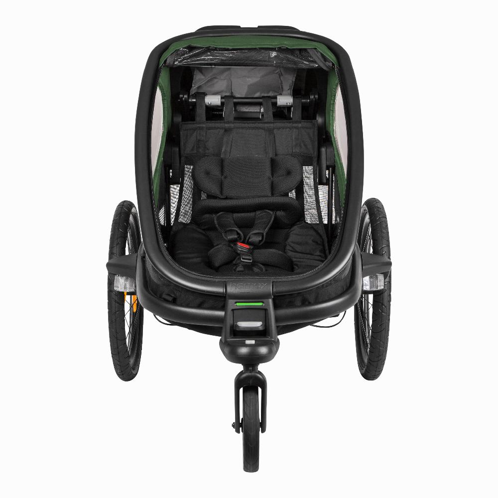 babymarkt Kinderfahrradanhänger Outback ONE mit Rückenlehnenverstellung Green/Black Räumungsverkauf