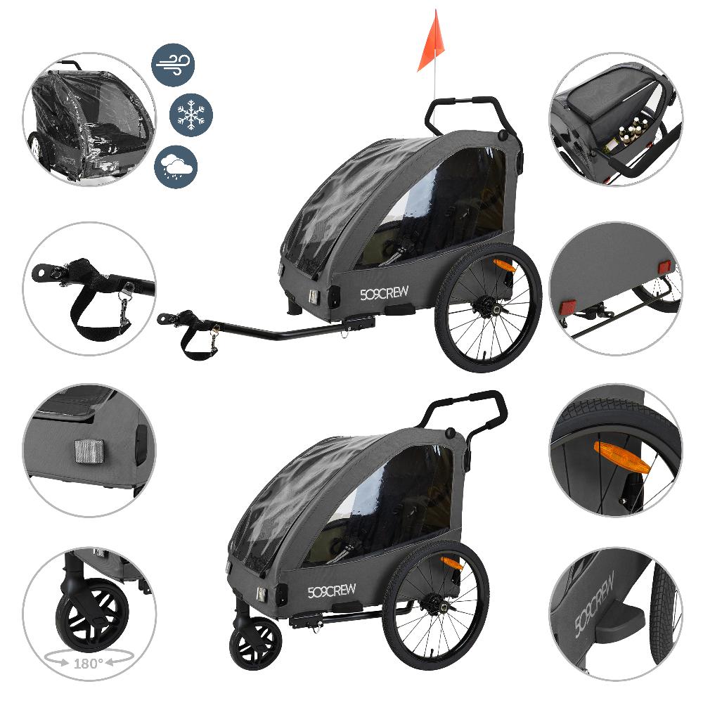 babymarkt Crew Fahrradanhänger Trailer II Dark Grey Rabatt