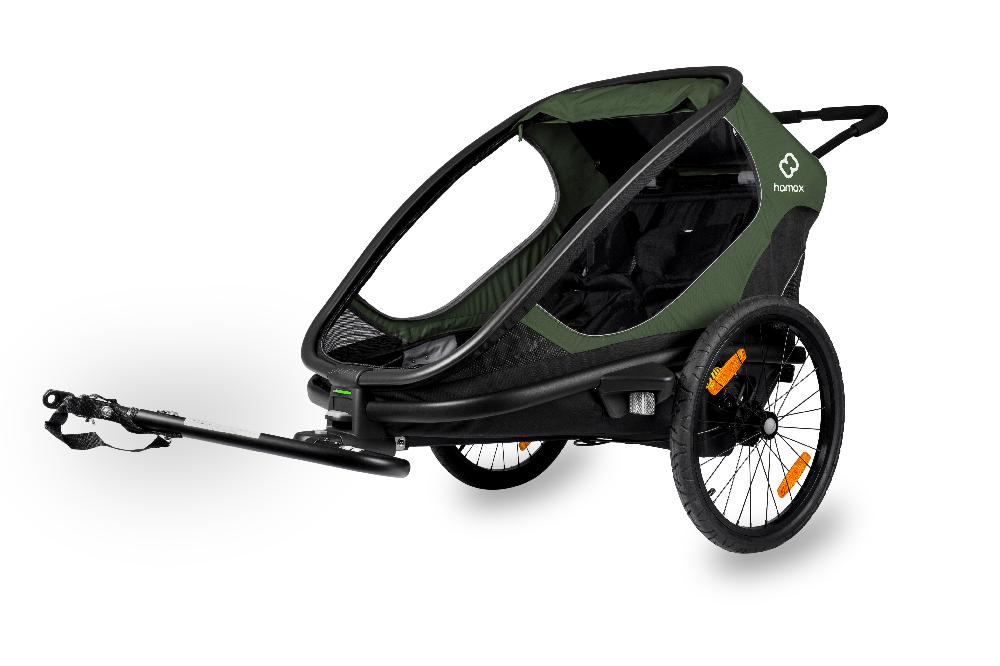 babymarkt Kinderfahrradanhänger Outback mit Rückenlehnenverstellung Green Black Cyber Monday