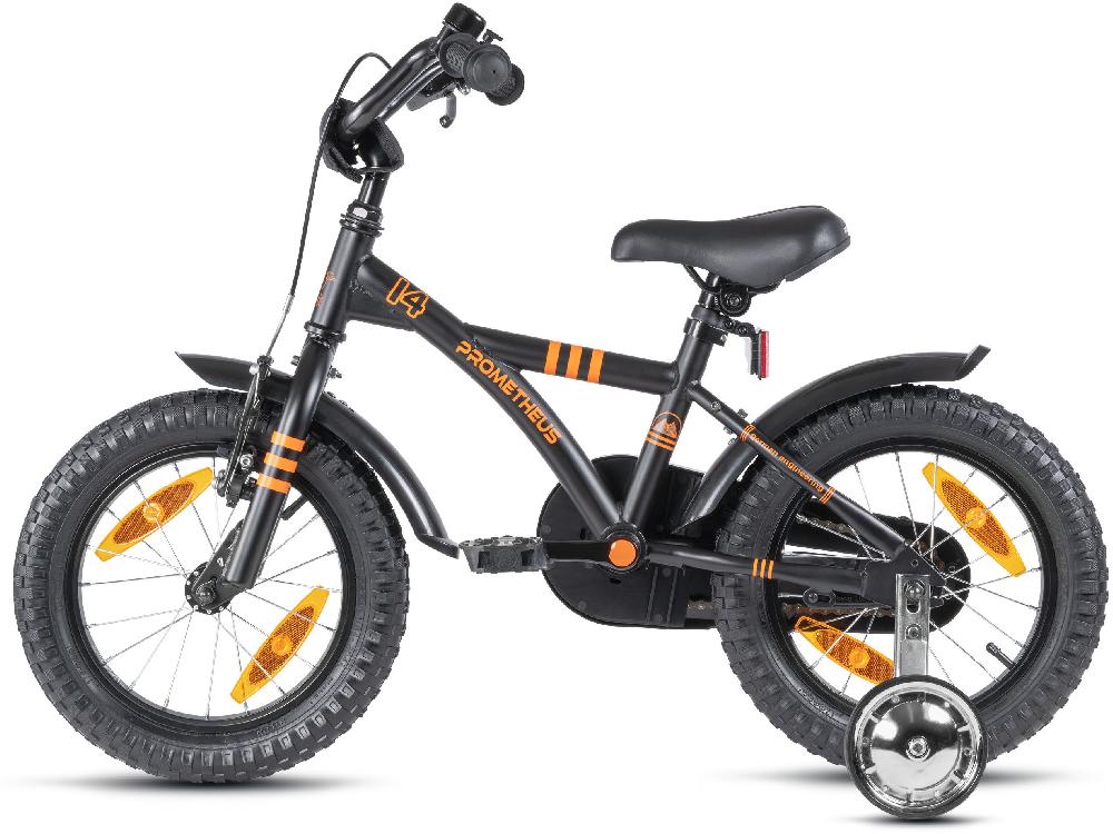 babymarkt Kinderfahrrad 14" mit Stützräder schwarz matt-orange Tiefpreis