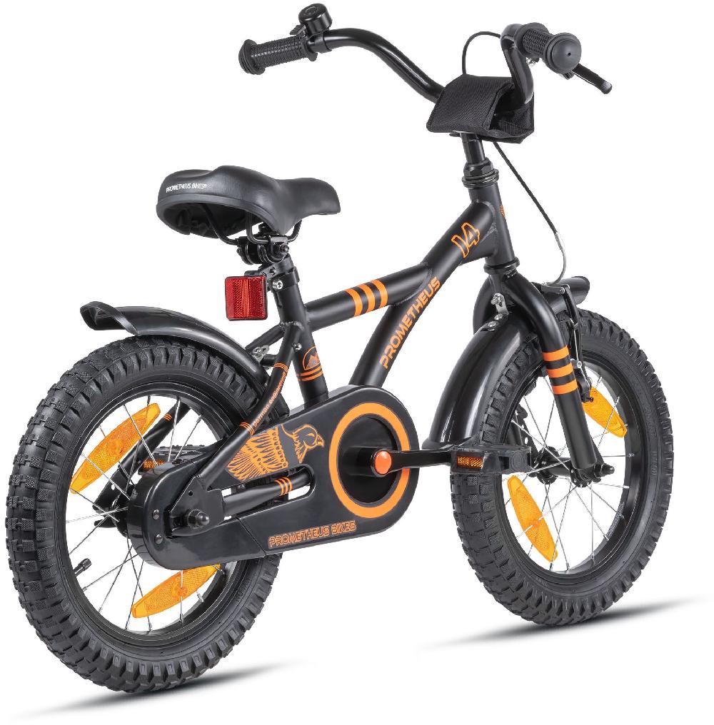 babymarkt Kinderfahrrad 14" mit Stützräder schwarz matt-orange Tiefpreis