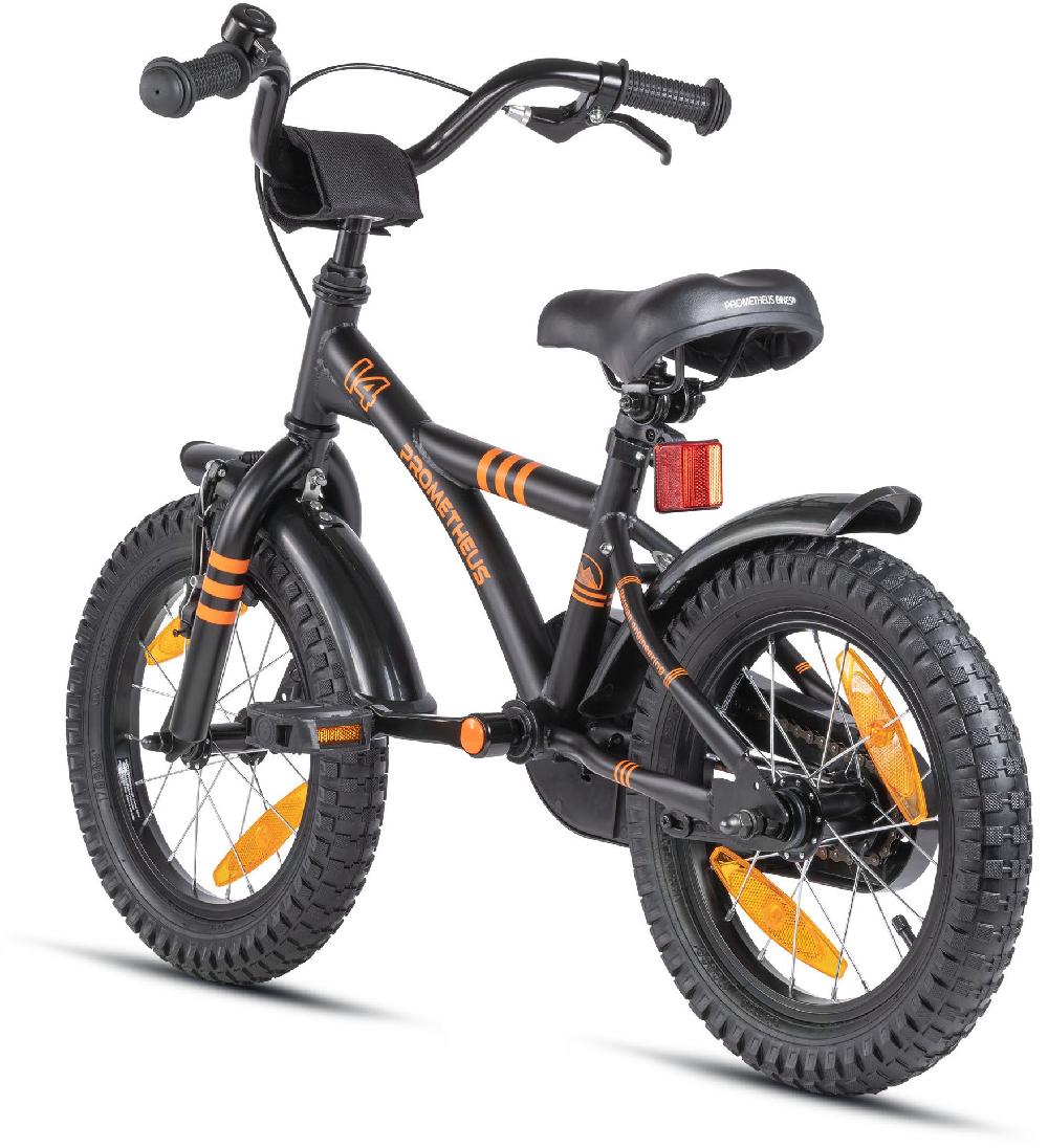 babymarkt Kinderfahrrad 14" mit Stützräder schwarz matt-orange Tiefpreis