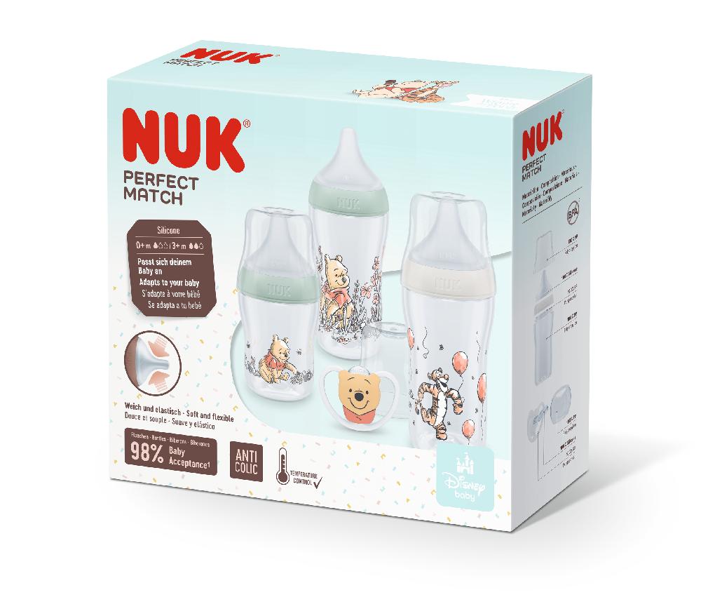 babymarkt Starterset Perfect Match Disney Winnie Pooh Anti-Colic inkl. Schnuller Space 0-6 Monate in beige und mint Lagerräumung