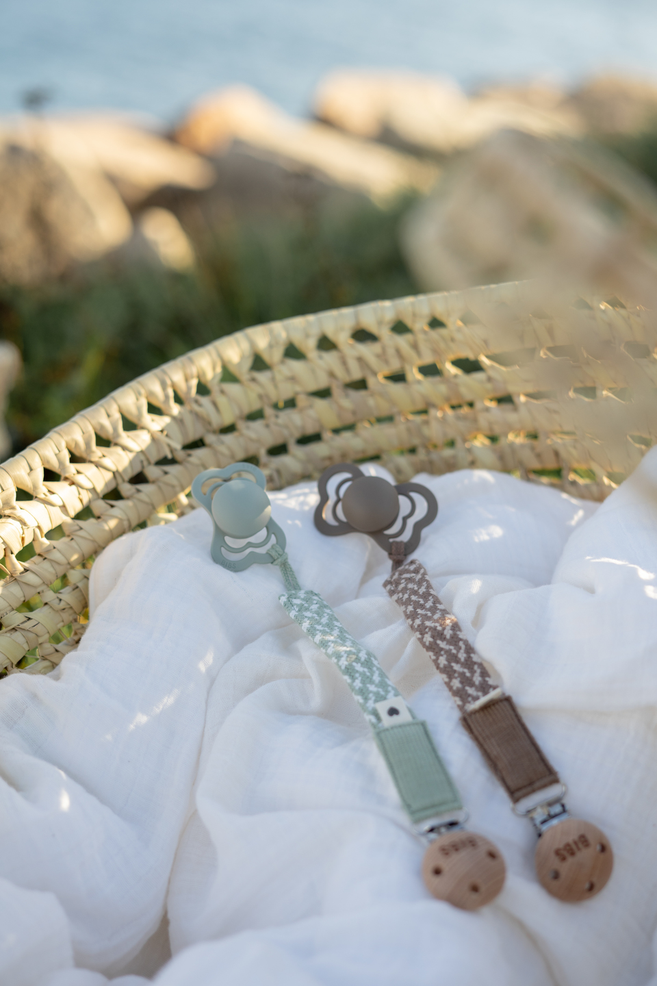 babymarkt Schnullerkette Sage/Ivory Heißer Verkauf