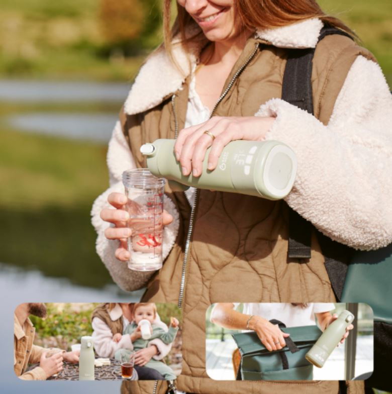 babymarkt Flaschenwärmer Moov & Feed für unterwegs sage green 50% Rabatt für begrenzte Zeit