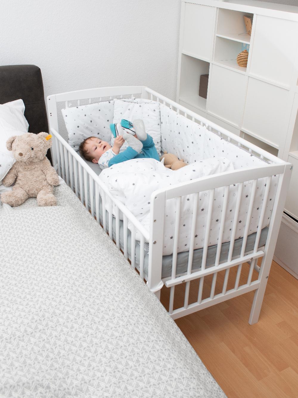 babymarkt Beistellbett Micky Plus weiß lackiert Clearance-Verkauf