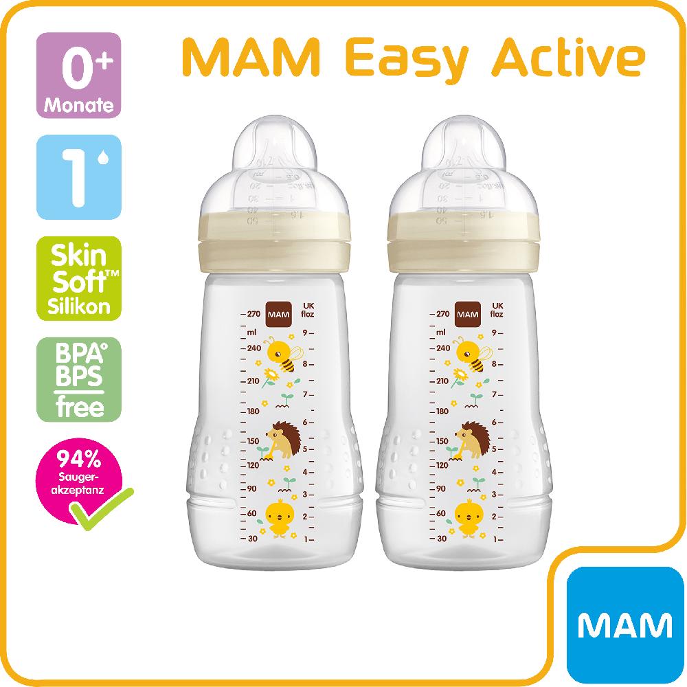 babymarkt Babyflasche Easy Active Größe 1 ab 0+M 270 ml Biene/ Igel im Doppelpack Günstiger Verkauf