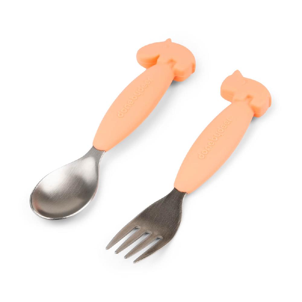 babymarkt Löffel- und Gabelset Easy-grip Deer friends Koralle Kauf eins, bekomm eins gratis