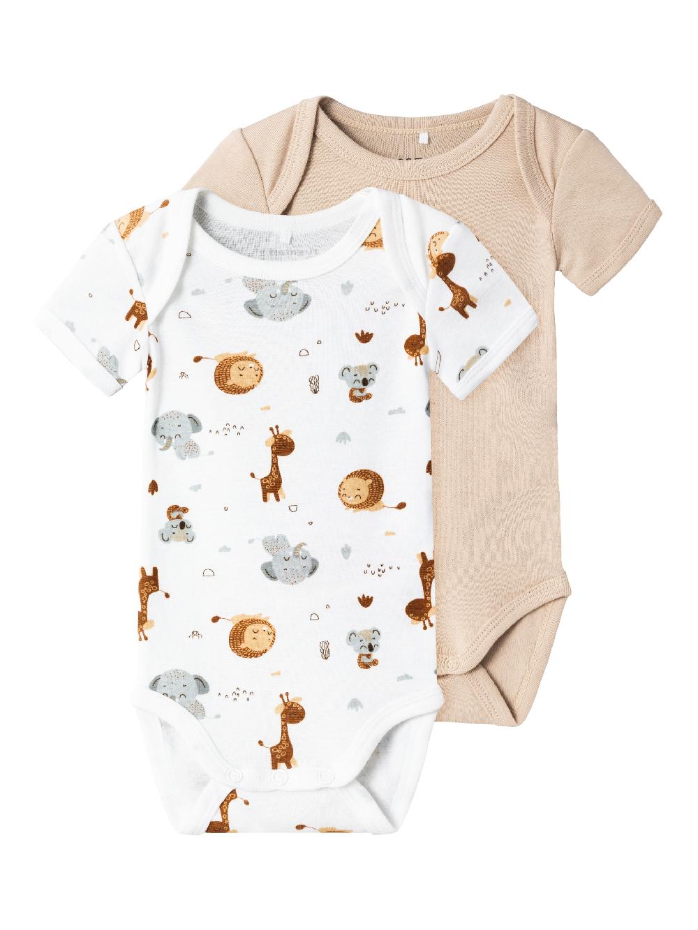 babymarkt Kurzarmbody 2er Pack Animal Bright White