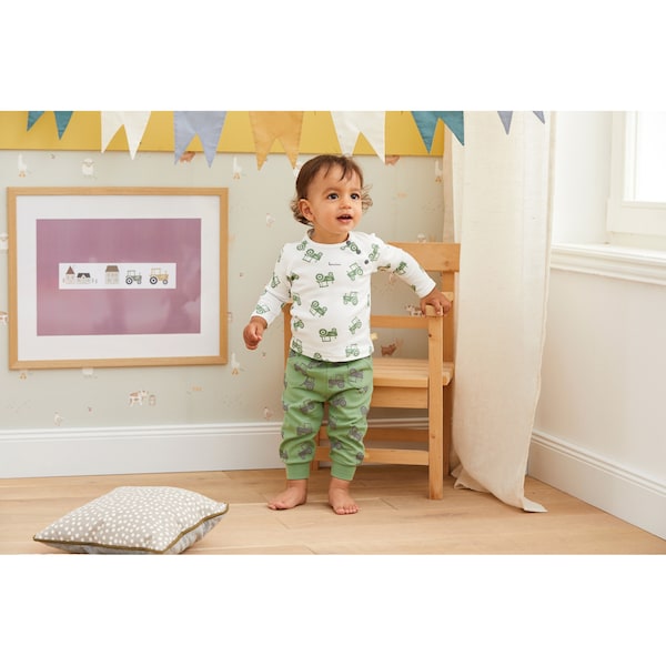 babywalz Bornino - Farm LifeRaglanshirt langarm Traktor offwhite/grün Saisonschlussverkauf