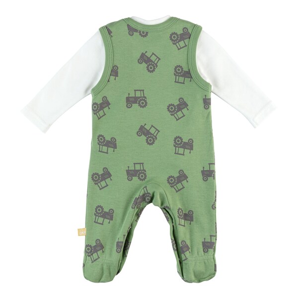 babywalz Bornino - Farm LifeStrampler-Set 2-tlg. mit Shirt Traktor grün/offwhite Blitzangebot